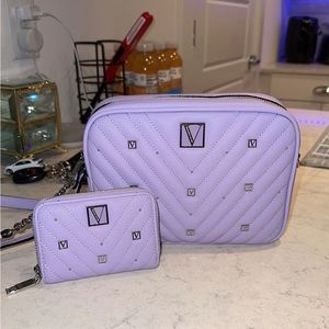 Purple Victoria’s Secret Crossbody Purse & Matching Wallet
